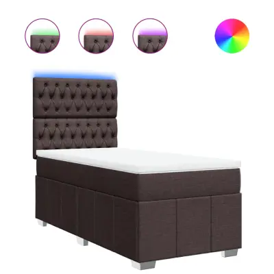 Box spring postelja - Vzmetna postelja z vzmetnico temno rjava 80x200 cm blago SL5487