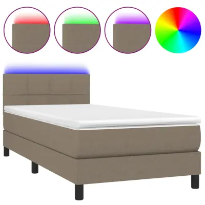 Box spring postelja - Vzmetna postelja z vzmetnico LED taupe 100x200 cm blago SL15549