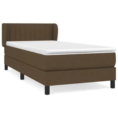 Box spring postelja - Vzmetna postelja z vzmetnico temno rjava 100x200 cm blago SL7117