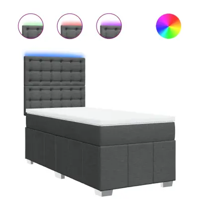Box spring postelja - Vzmetna postelja z vzmetnico temno siva 80x200 cm blago SL11802