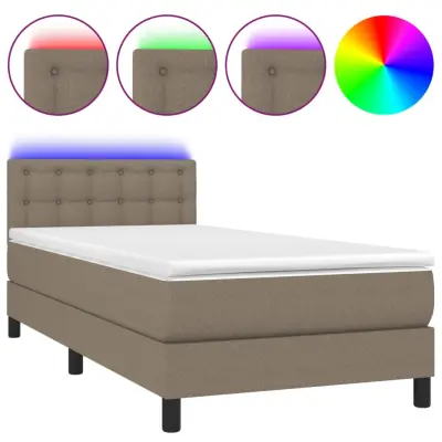 Box spring postelja - Vzmetna postelja z vzmetnico LED taupe 90x190 cm blago SL8814