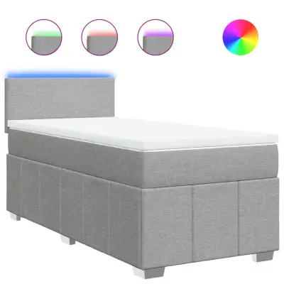 Box spring postelja - Vzmetna postelja z vzmetnico svetlo siva 90x200 cm blago SL4765