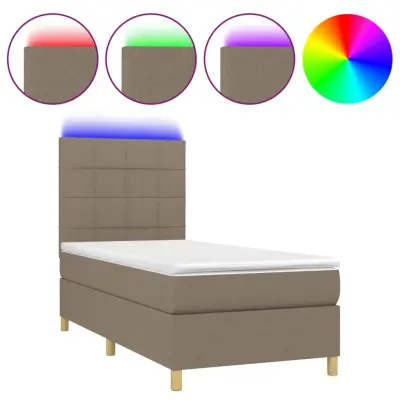 Box spring postelja - Vzmetna postelja z vzmetnico LED taupe 80x200 cm blago SL9066