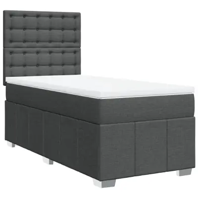 Box spring postelja - Vzmetna postelja z vzmetnico temno siva 80x200 cm blago SL11339