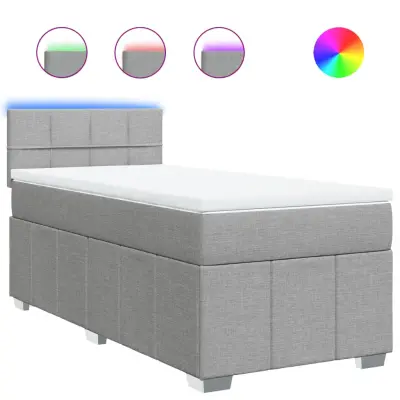 Box spring postelja - Vzmetna postelja z vzmetnico svetlo siva 80x200 cm blago SL11072