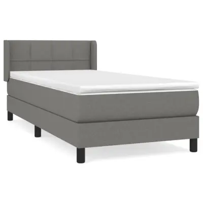 Box spring postelja - Vzmetna postelja z vzmetnico temno siva 100x200 cm blago SL13454