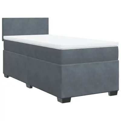 Box spring postelja - Vzmetna postelja z vzmetnico temno siva 80x200 cm žamet SL4134