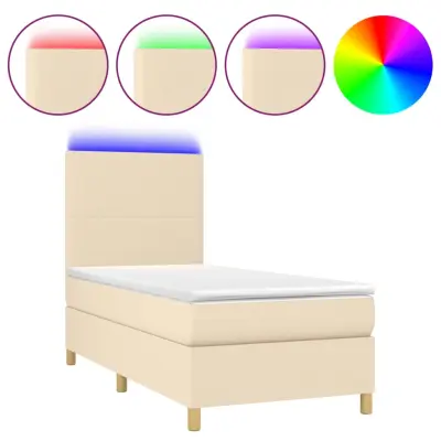Box spring postelja - Vzmetna postelja z vzmetnico LED krem 80x200 cm blago SL2664
