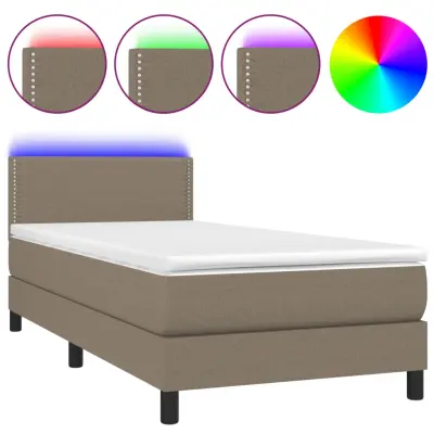 Box spring postelja - Vzmetna postelja z vzmetnico LED taupe 90x190 cm blago SL8773