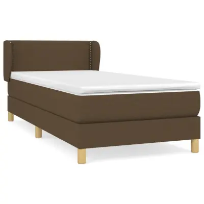 Box spring postelja - Vzmetna postelja z vzmetnico temno rjava 100x200 cm blago SL7305