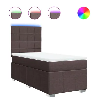 Box spring postelja - Vzmetna postelja z vzmetnico temno rjav 90x190 cm blago SL5528