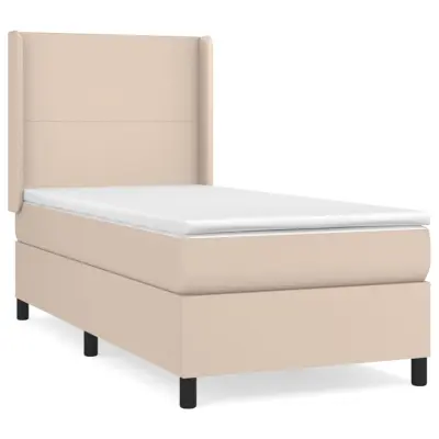 Box spring postelja - Vzmetna postelja z vzmetnico kapučino 90x190 cm umetno usnje SL1386