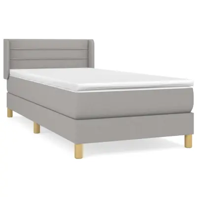 Box spring postelja - Vzmetna postelja z vzmetnico svetlo siva 90x190 cm blago SL1327