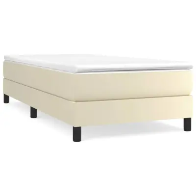Box spring postelja - Vzmetna postelja z vzmetnico krem 100x200 cm umetno usnje SL20