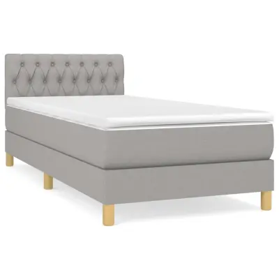 Box spring postelja - Vzmetna postelja z vzmetnico svetlo siva 90x190 cm blago SL252