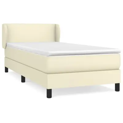 Box spring postelja - Vzmetna postelja z vzmetnico krem 100x200 cm umetno usnje SL1447
