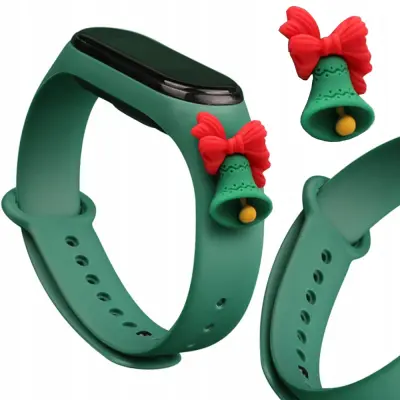 STRAP XMAS STRAP BAND ZA XIAOMI MI BAND 6 5 CHRISTMAS TEMNO ZELEN