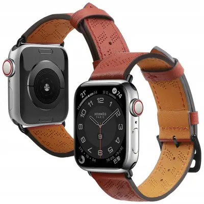 STRAP SKÓRZANY PASEK DO APPLE WATCH SE/8/7/6/5/4/3/2/1 41/40/38MM CZERWONY