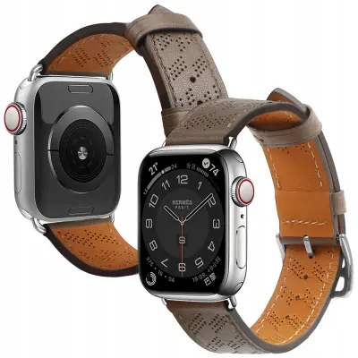 STRAP SKÓRZANY PASEK DO APPLE WATCH SE/8/7/6/5/4/3/2/1 41/40/38MM BRĄZOWY