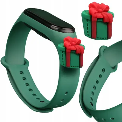 STRAP XMAS PASEK OPASKA DO XIAOMI MI BAND 4 / 3 ŚWIĄTECZNY CIEMNOZIELONY