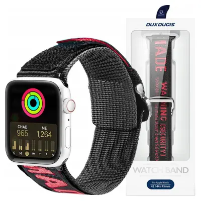 DUX DUCIS PAŠEK ZA APPLE WATCH ULTRA SE 8 7 6 5 4 3 2 49/45/44/42MM ČRN