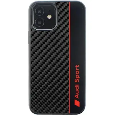 OVITEK AUDI CARBON FIBER STRIPE CASE ZA IPHONE 12 12 PRO ČRN