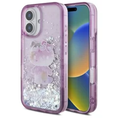 OVITEK HELLO KITTY LIQUID GLITTER 50TH PARTY ZA IPHONE 16 VIJOLIČEN