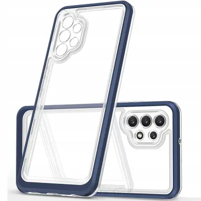 CLEAR ETUI CASE OBUDOWA POKROWIEC Z RAMKĄ DO SAMSUNG GALAXY A32 NIEBIESKI