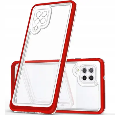 CLEAR ETUI CASE OBUDOWA POKROWIEC Z RAMKĄ DO SAMSUNG GALAXY A42 CZERWONY