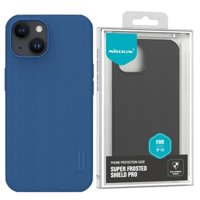 NILLKIN SKÓRZANE ETUI CASE OSŁONA NA APARAT DO IPHONE 15 PLUS NIEBIESKIE
