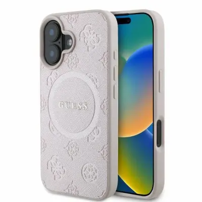 GUESS OVITEK SAFFIANO PEONY CLASSIC LOGO ZA MAGSAFE ZA IPHONE 16 - ROZA