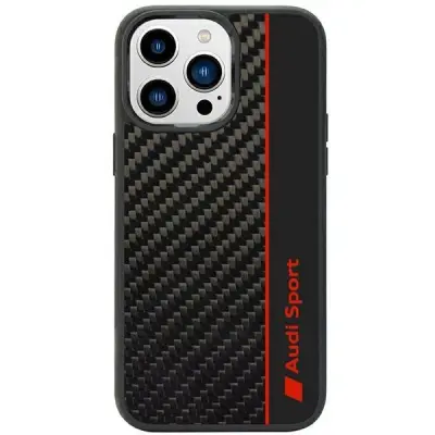 OVITEK AUDI CARBON FIBER STRIPE CASE ZA IPHONE 14 PRO ČRN