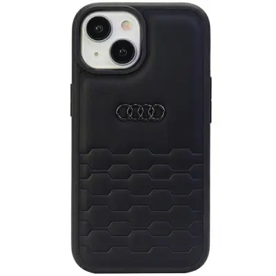 OVITEK IZ SINTETIČNEGA USNJA AUDI GT ZA IPHONE 15 PLUS ČRN