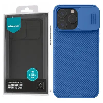 NILLKIN SKÓRZANE ETUI CASE OSŁONA NA APARAT DO IPHONE 15 PRO MAX NIEBIESKIE