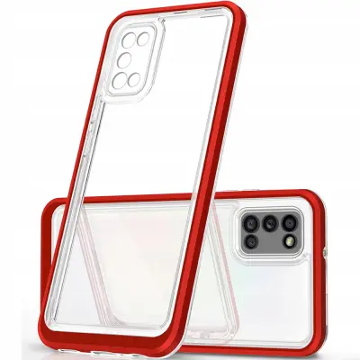 CLEAR ETUI CASE OBUDOWA POKROWIEC Z RAMKĄ DO SAMSUNG GALAXY A03S CZERWONY