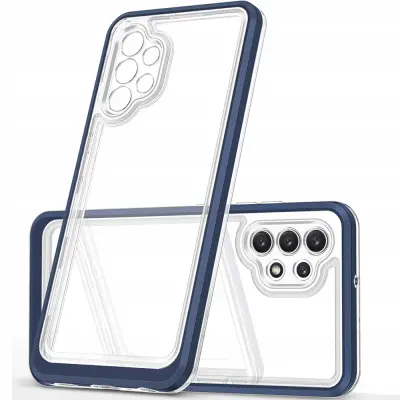 CLEAR ETUI CASE OBUDOWA POKROWIEC Z RAMKĄ DO SAMSUNG GALAXY A72 NIEBIESKI