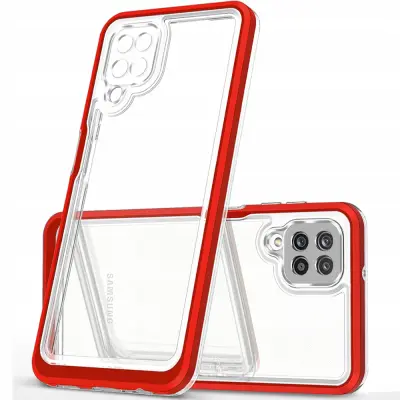 CLEAR ETUI CASE OBUDOWA POKROWIEC Z RAMKĄ DO SAMSUNG GALAXY A22 CZERWONY