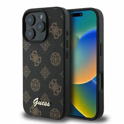 GUESS OVITEK PONY SCRIPT ZA MAGSAFE ZA IPHONE 16 PRO MAX OVITEK ČRN