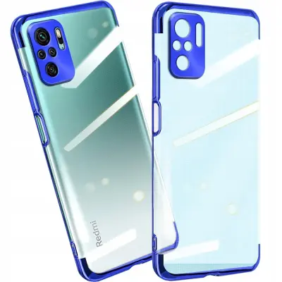 CLEAR COLOR CASE ETUI OBUDOWA Z RAMKĄ DO XIAOMI REDMI NOTE 10 NIEBIESKI