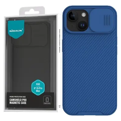 NILLKIN USNJENI OVITEK CAMERA COVER ZA IPHONE 15 PLUS MODRA