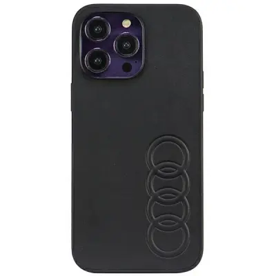 OVITEK IZ SINTETIČNEGA USNJA AUDI ZA IPHONE 14 PRO MAX ČRN