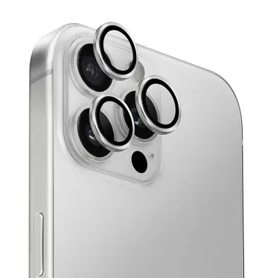 SZKŁO HARTOWANE UNIQ OPTIX ALUMINIUM CAMERA LENS PROTECTOR NA APARAT TELEFONU Z APLIKATOREM DO IPHONE 16 PRO / 16 PRO MAX - SREBRNE