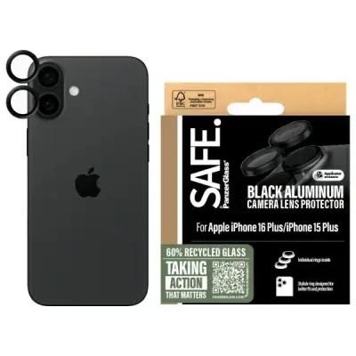 SEF BY PANZERGLASS KALJENO STEKLO ZA KAMERO ZA IPHONE 16/16 PLUS ČRN