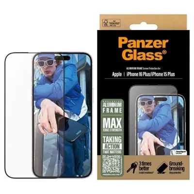 ZAŠČITNO STEKLO IZ KALJENEGA STEKLA PANZERGLASS ZA IPHONE 16 PLUS Z OKVIRJEM