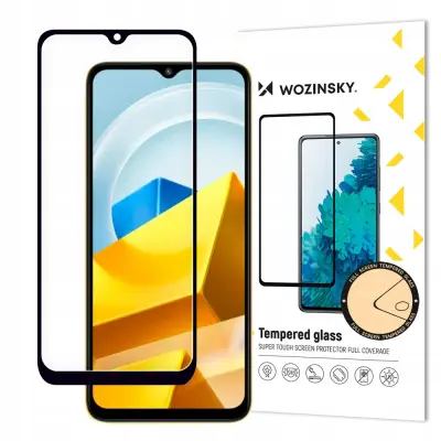 WOZINSKY SZKŁO HARTOWANE NA CAŁY EKRAN Z RAMKĄ CZARNY DO XIAOMI POCO M5