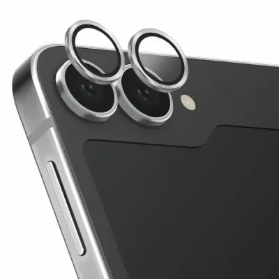 UNIKATNO KALJENO STEKLO OPTIX ALUMINIJ ZA LEČE ZA GALAXY Z FLIP 6 BEL