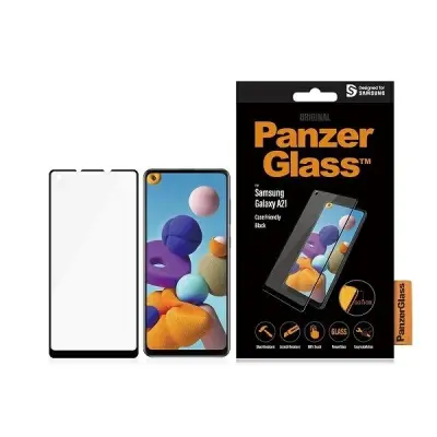 PANZERGLASS KALJENO STEKLO ZA OVITEK SAMSUNG GALAXY A21 REGULAR Z OKVIRJEM