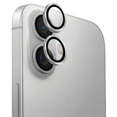SZKŁO NA APARAT UNIQ OPTIX ALUMINIUM CAMERA LENS PROTECTOR Z APLIKATOREM NA IPHONE 16 / IPHONE 16 PLUS - SREBRNE