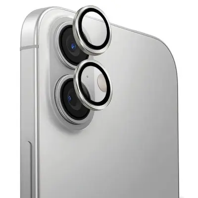 SZKŁO NA APARAT UNIQ OPTIX ALUMINIUM CAMERA LENS PROTECTOR Z APLIKATOREM NA IPHONE 16 / IPHONE 16 PLUS - SREBRNE