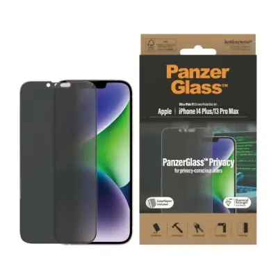 SZKŁO HARTOWANE PANZERGLASS ULTRA-WIDE FIT ANTYBAKTERYJNE PRYWATYZUJĄCE Z POZYCJONEREM NA IPHONE 14 PLUS / 13 PRO MAX